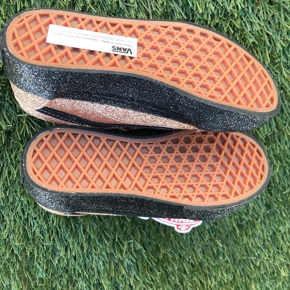 New VANS Kids Old Skool Shoes Party Glitter Black Rose Gold - Picture 7 of 16